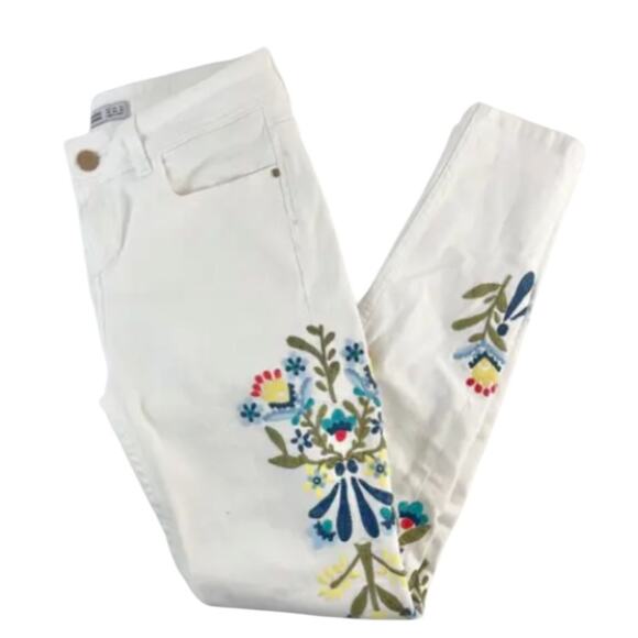 Zara Basic White Skinny Jeans with Floral Embroidery Size 2 - Picture 4 of 11